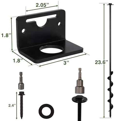 VASGOR 24¡± Mobile Home Anchors - Ground Anchor Screw in with Brackets and Adapter for Drill - Earth Anchors - Storage Shed and Swing Anchor Kits