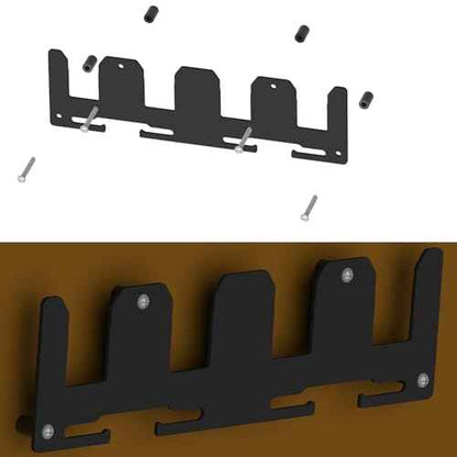 Aluminum Battery Rack, 4 Slot, Black, Compatible with DeWalt 20V Battery, Wall Mount, Garage Tool Organizer