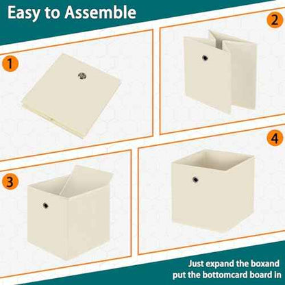 Black Fabric Storage Bins,Fabric Baskets For Organizing Shelves,11 Inch Foldable Cube Storage Bins With Handles For Home, Toys, Clothes, Bathroom, Closet Organizer,Set of 8,(Creamy-White)