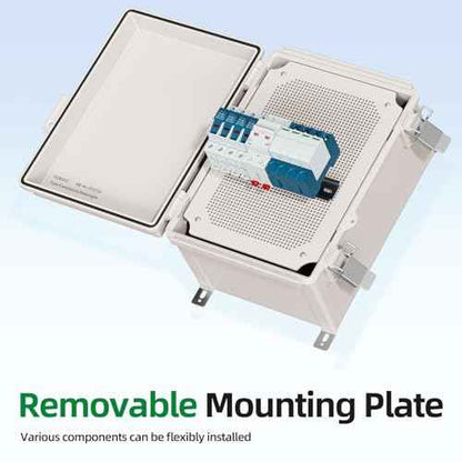 UL Certified Junction Box, NEMA 6 Weatherproof 94V-0 Flame Retardant, Plastic Electrical Enclosure for Industrial Projects, Includes Mounting Plate (Grey Cover, 14.6"¡¿10.6"¡¿5.9")
