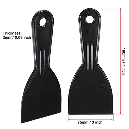 uxcell Putty Scraper 3" ABS Plastic Spatula Drywall Patch Repair Spreader Wall Covering Smoother Black 4Pcs
