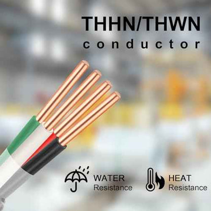 6/3 Metal Clad (MC) Cable with Ground 10ft, 6 Gauge Electric Wire with Aluminum Armor, Solid Bare Copper Conductors for Indoor Outdoor Underground Embedded Installation (6/3, 10 ft)