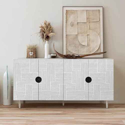 Naphite Grey Modern Peel and Stick Wallpaper Boho Striped Line Contact Paper for Cabinets Drawers Geometric Self Adhesive Removable Wallpaper for Bedroom Bathroom Waterproof Wall Decor 17.3inW 78.7inL