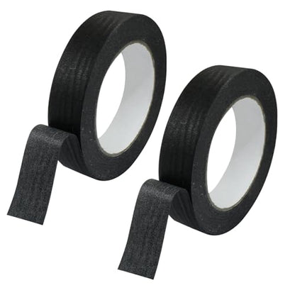 2 Rolls Black Masking Tape, 1" x 55 Yards Medium High Tack Masking Tapes, All Purpose Label Tape for Painting, DIY, Home, School, Office, Labeling and Crafts