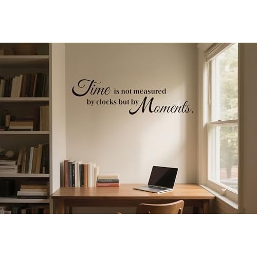 Inspirational Quote Wall Stickers,Time is Not Measured by Clocks But by Moments Motivation Saying Vinyl Removable Wall Decal for Home, Positive Words Wall Decor for School Office
