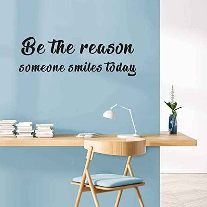 IARTTOP Inspirational Quote Wall Decal, Be The Reason Someone Smiles Today Motivational Saying Stickers,Positive Attitude Vinyl for Bedroom Living Room Classroom Decor,Black