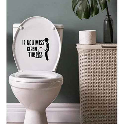 If You Miss Clean Your Pee Sticker Vinyl Decal Sign for Bathroom Washroom Toilet Guestroom Restroom Wall Waterproof & Removable. Perfect Size 7" Wide| Black |