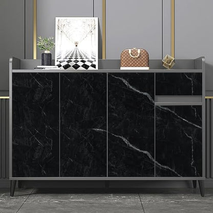 Anmon Black Marble Contact Paper, Glossy Black Marble Wallpaper Waterproof 15.7''X118'' for Countertops, Self-Adhesive Removable Vinyl Wallpaper Thicken and Not Tearing for Cabinets, Kitchen