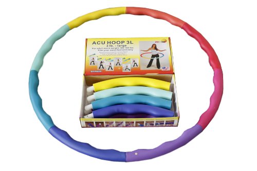 Weighted Hula Hoop, ACU Hoop 3L - 3.3 lb Large, Weight Loss Fitness Workout Sports Hoop with ridges. (Rainbow Colors)