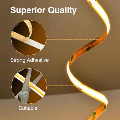 COB LED Strip Lights Warm White,24V Dimmable led Light Strip KIT with Remote and app Control,2700K 65FT/20m 8mm Wide Ra>90 Cuttable Flexible Strip Lights for Bedroom,Shelf,Cabinet