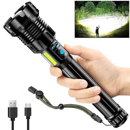 ANKRA 90000 High Lumens Flashlights Rechargeable with COB Work Light Super Bright LED Flashlight Zoomable&14 Modes &Waterproof Tactical Flashlight for Emergencies,Camping,Hiking,Outdoor,Indoor