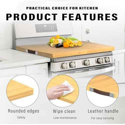 Bamboo Stove Covers for Electric Stove - Noodle Board Stove Top Cover Board For Gas Burner,Wooden RV Stovetop Cover (Full Cover)