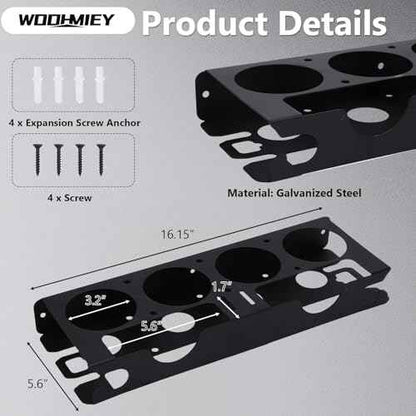 Wall Mount Tool Organizer with Spray Bottle Holder and Angle Grinder Holder, Metal Garage Tool Organizer, Power Tool Storage Rack, Detailing Brush Holder, Wall Mounted Storage Rack