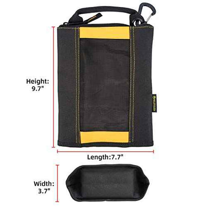 MELOTOUGH Small Tool Pouch Fastener Bag Utility Canvas Tool Zipper Pouches Mesh Tool Bag with Carabiner Clip (4, Yellow)