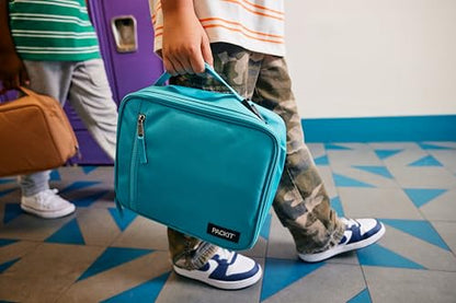 PackIt Freezable Classic Lunch Box, Black, Built with EcoFreeze® Technology, Collapsible, Reusable, Zip Closure With Zip Front Pocket and Buckle Handle, Designed for Fresh Lunches