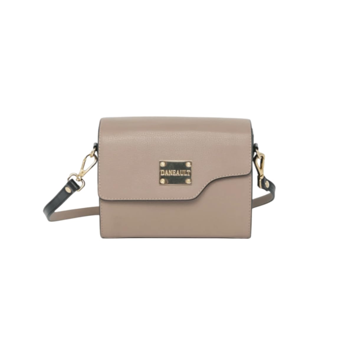 DANEAULT Small Reversible Purse - The Robbie - Elegant 2-in-1 Leather Handbag for Women - Dual-Color Reversible Design - Adjustable Strap - Crossbody & Shoulder Bag - Women’s Handbag - Black & Taupe