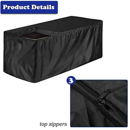 Deck Box Cover Heavy Duty Waterproof Outdoor Ottoman Bench Cover for Keter Large Deck Boxes Rectangular Storage Box Cover with Drawstring and Zipper (62x32x28in)