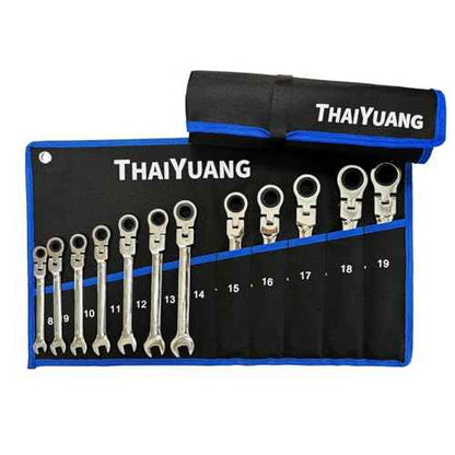 2-Pieces Roll Up Wrench Pouch SAE and Metric, Heavy Duty Canvas Tool Wrench Organizer Bag 10+12 Pockets (Only Pouch)