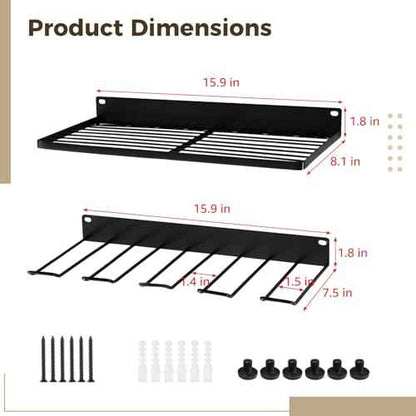 2 PCS Resin Shed Metal Racks, Compatible with Suncast Shed, Wall Mounted Basket and Tool Holder Set with EZ Bolts & Screw Kit, Galvanized Iron Organizer for Garage