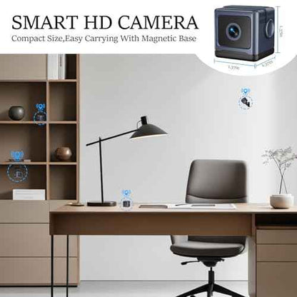 HD Mini Home Security Camera with Night Vision 4K Mini Nanny Camera with App Control for Home Office Security and Baby and Pet Monitoring (Video Only) (Black)