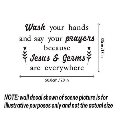 Inspirational Religious Quotes Vinyl Wall Decal, Wash Your Hands and Say Your Prayers Wall Sticker Art Bible Lettering Saying Mural Decor Wallpaper for Bathroom Bedroom Living Room Church