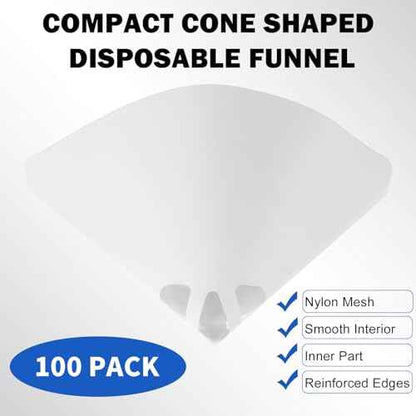 100 Pack of Paint Strainers, Paint Filter Paper Cone Screen Filters, 190 Micron Ultra-Flow Nylon Fine Mesh for Paint Spray Guns,Cars, Furniture, DIY Painting