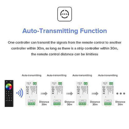 BTF-LIGHTING 2.4GHz Wireless RF Remote RC03RFB &3PCS C04RF Tuya Controller Kit 4 Zones Group Control 5050SMD FCOB COB PWM RGBW (+ R G B W) 5pin LED Strip DC5V DC12V DC24V