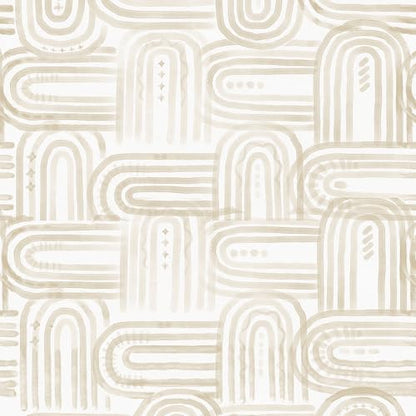 Boho Peel and Stick Wallpaper Light Beige and White Contact Paper Geometric Wall Paper 17.3" x 120" Self Adhesive Vinyl Removable Wallpaper for Cabinets Bedroom
