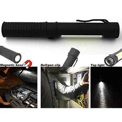 COB LED Work Flashlight with Magnetic Base and Clip Multi-Function Pocket Pen Light Inspection Work Light, 8 Pack