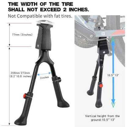 Adjustable Bike Kickstand with Double Legs - Aluminum Alloy Bicycle Kick Stands for 22-26 Inch Adult Bike, Road Bikes and Electric Bike