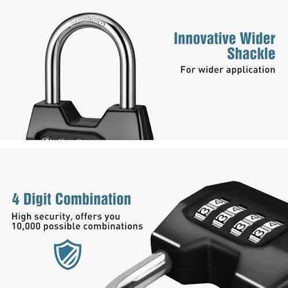 4 Pack disecu 4-Digit Combination Lock, Waterproof Outdoor Padlock for School Gym Locker, Sports Locker, Shed, Storage Unit (Black)