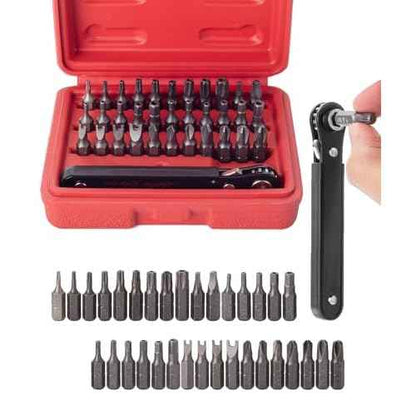 Bates Choice Tamper Proof Torx Bit Set, 13 Pieces Set, T4-T40, Torx Security Bit Set, Tamper-Proof Security with Mini Ratchet Wrench, 1/4-Inch Drive, 34-Piece