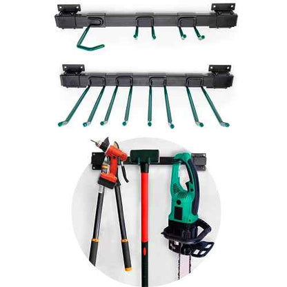 IDL Packaging Industrial Grade 48" Garage Tool Organizer with 6 Hooks and 1 Cart/Bike Rack, 500 lbs Total Holding Weight - for Repair Shops, Warehouses, Storages, and Garages