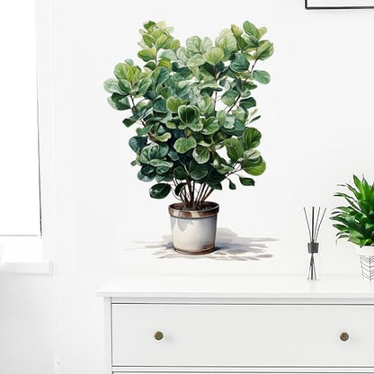 Plant Wall Stickers for Living Room Potted Plants Green Leaves Wall Decal Stickers Peel and Stick Wall Art Home Decor Wall Stickers for Bedroom Bathroom Classroom Library Nursery