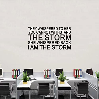 SEATUNE Inspirational Quotes Wall Stickers - Women Teen Girls Wall Decals - Positive Motivational Encouragement Home Vinyl Art Wall Decor - They Whispered to Her You Cannot Withstand The Storm 21"X11"