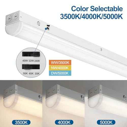 DAKASON 4FT LED Linear Light Fixture, 4 Foot LED Shop Lights 40/32/24W 35/40/5000K CCT Selectable, 4Feet Commercial Bay Lighting Fluorescent Tube Replacement for Office Garage 1 Pack
