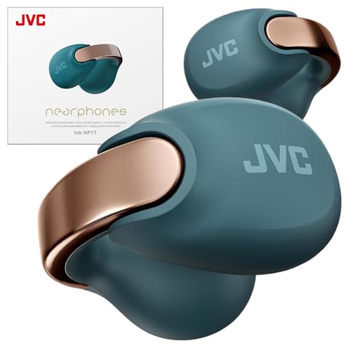 JVC Nearphones Open Ear True Wireless Headphones - Open Ear Earbuds - Bluetooth 5.3-24H Playback - IPX4 Water Resistant - Built-in Mic - Awareness & Comfort - Ear Clip Earbuds - HANP1TA