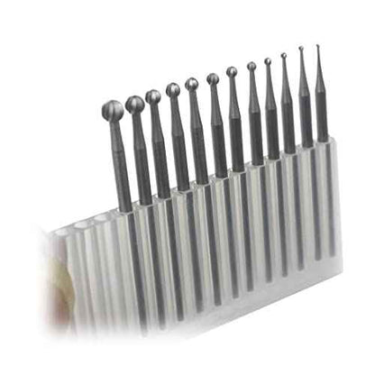 Luo ke 12 Pcs Round Shape Ball Burr Set - 3/32'' Shank Jewelry Making Burs Round Ball Shape Engraving Bits for Lapidary (008-040)