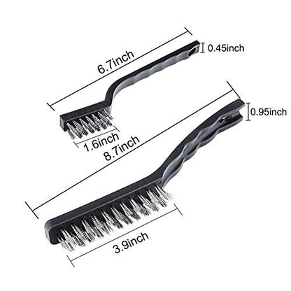 Wire Brush Set Scratch Brush Set for Cleaning Welding Slag Rust and Dust Curved Handle Stainless Steel and Brass Black 10-Pack