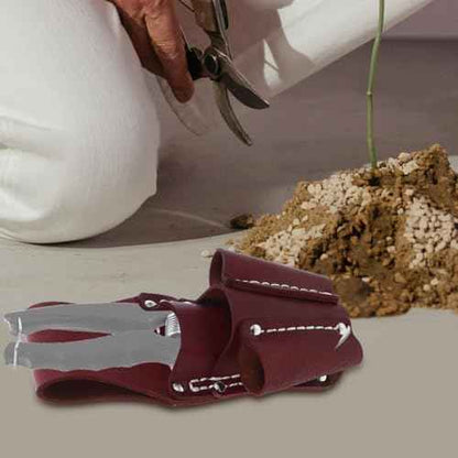 Portable Cowhide Tool Storage Bag with Multiple Pockets Repairing Tool Pouch for Wrenches Electrical Tools for Gardening and Construction