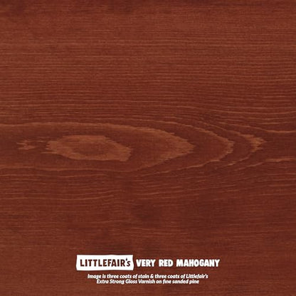 Littlefair's Wood Stain Water Based - 0.5oz/15ml - Indoor Furniture Stain Light & Dark Finishes - Special Non Toxic & Eco Friendly Formula - Wood Stain for Crafts - Color: Very Red Mahogany