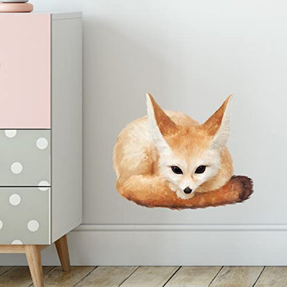 Fennec Fox Wall Decal Nursery Animal Desert Fox Wall Sticker Removable Peel and Stick Waterproof Wall Art Decor Stickers for Kids Baby Classroom Living Room Playing Room Bedroom