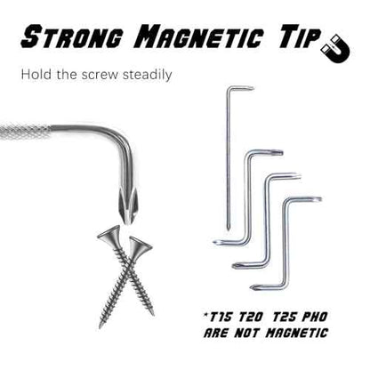 7 PCS Right Angle Screwdriver, Ph3/Ph2/Ph1/Ph0/T25/T20/T15 Offset Screwdrivers Set, Flat Head 90 Degree Screw Driver, Angled Phillips Head Screwdriver Bent Low Profile
