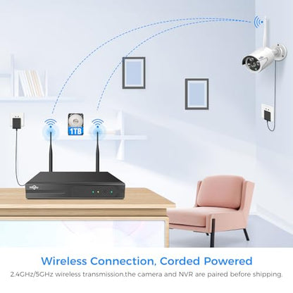 Hiseeu Wireless Pro WiFi Security Camera System, 16CH 4K NVR Kit, Plug-in Powered 12Pcs 5MP CCTV Home Security Camera System for Indoor/Outdoor, Night Vision, Waterproof, Motion Detection, 3TB HDD