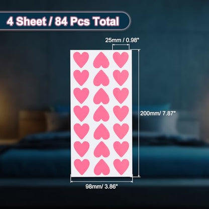 PATIKIL 84 Pcs Glow in The Dark Heart Stickers, Adhesive Glow Heart Sticker Glow in The Dark Wall Decals Luminous Decor for Room Ceiling Decoration Party Birthday, Pink