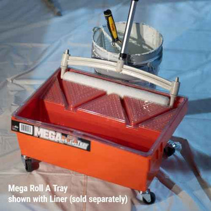 Orange, Zorr Corp, Mega Roll-A-Tray Rolling Paint Tray with Wheels (MRT-21)? Heavy-Duty 3 Gal Capacity, Portable Paint Roller, Spill Guard Lip, Includes casters, for Professional Painting, DIY, Home.