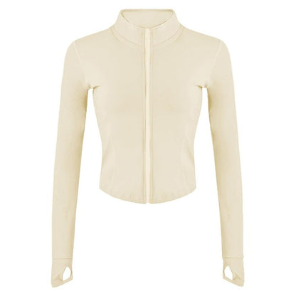 Lviefent Womens Lightweight Full Zip Running Track BBL Jacket Workout Slim Fit Yoga Sportwear with Thumb Holes (Apricot, X-Small)