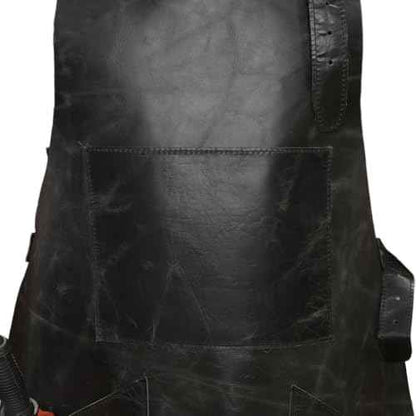 HEAVEN HUSH Genuine Leather Apron for Men, Adjustable Straps & Tool Pockets, Premium BBQ, Cooking, Blacksmith, Shop, Welding, Woodworking, Bartender Work Aprons (1 Pocket, Black)