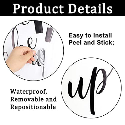 SUPERDANT PVC Wall Stickers Wake Up Make Up Eyelash Cosmetics Pattern Vinyl Lettering Wall Art Decals for Bedroom Powder Room Bathroom Decor 23"x14"