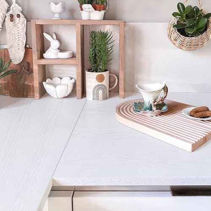 Orainege Peel and Stick Wallpaper Wood Contact Paper 17.7inx118.1in Self Adhesive Wood Grain Wallpaper for Cabinets Kitchen Countertops Furniture Waterproof Removable Easy to Clean,White